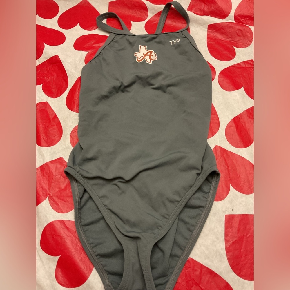 TYR Charcoal Athletic One-Piece Swimsuit